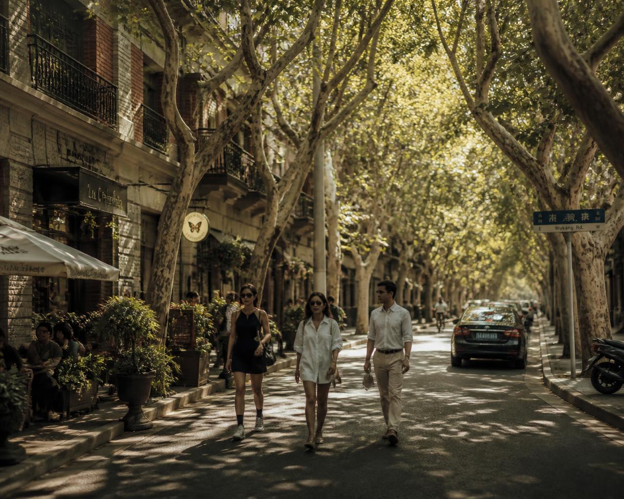 Tree-lined Wukang Road in the French Concession